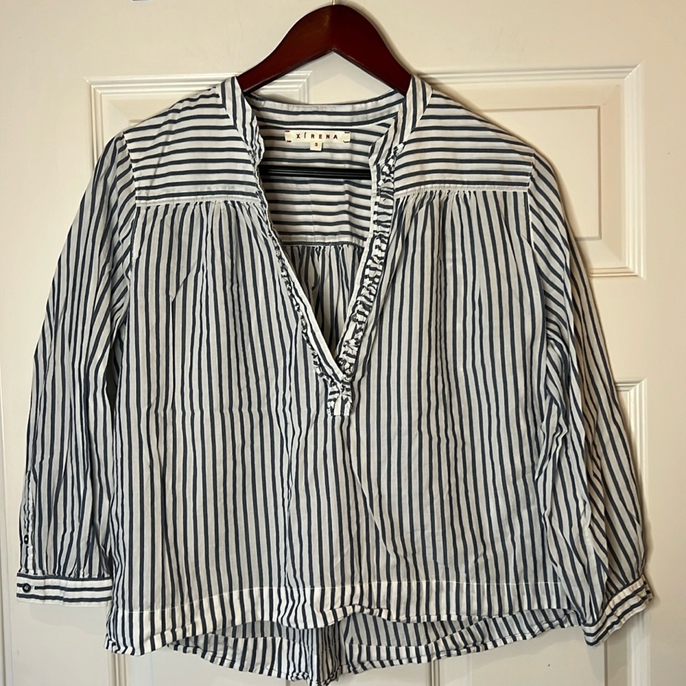 Xirena Pullover Striped Button Up